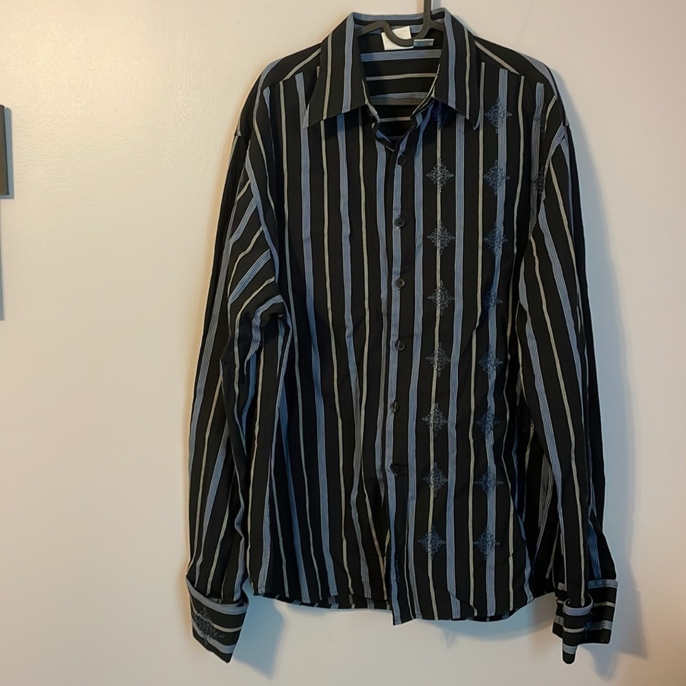Hard Rock Cafe X Fender Guitar Collab Striped Embroidered Button Down Shirt XXL